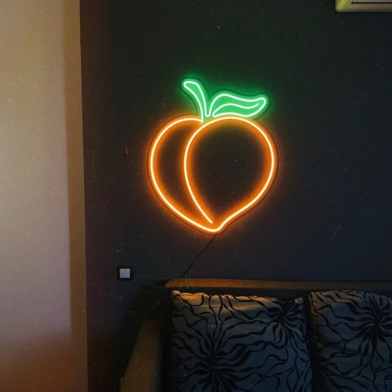 Peach LED Neon Sign Custom Neon Light Fruit Store Restaurant Neon Sign Decoration Ins Home Room Wall Decor