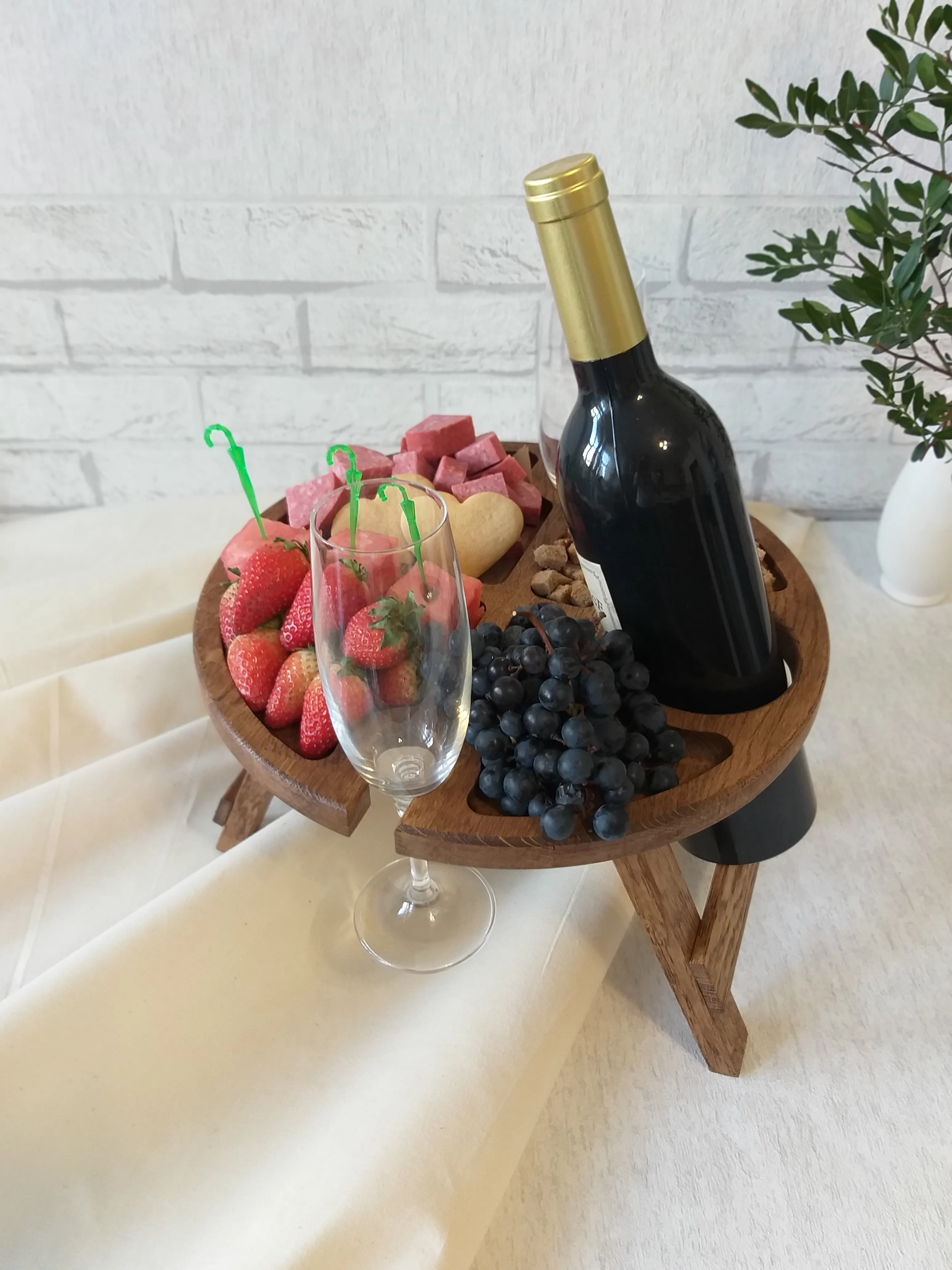 Винный столик Винница из дерева дуб. Подарок Свадьба День рождения | Мебель