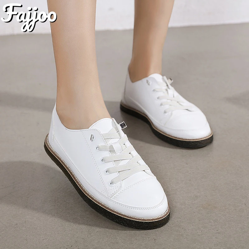 

FAJJOO Women's Fashion Sneakers PU Leather Casual Shoes Female New Fashion