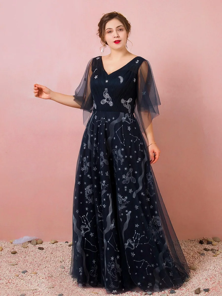 А силуэт v образный длина до пола Тюль Элегантные вечерние/Выпускные платья с