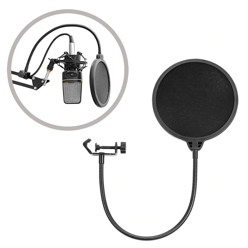 Настольная стойка для микрофона пантограф HY-NB3 с держателем Паук и поп-фильтром