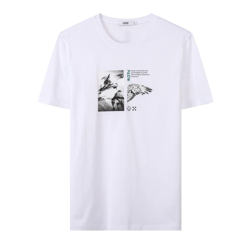 

LKSD Summer New Men's Tops Fashion 100%cotton Printed Oneck Loose Short Sleeve Oversize Men's Tshirt U050500106