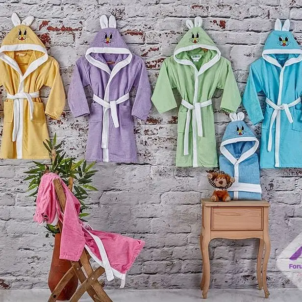

Autumn Winter Children's Pyjama Bathrobe New winter Big Boy Girl robe boy Hooded Cute Long Sleeve Solid Color Hooded Bathrobe