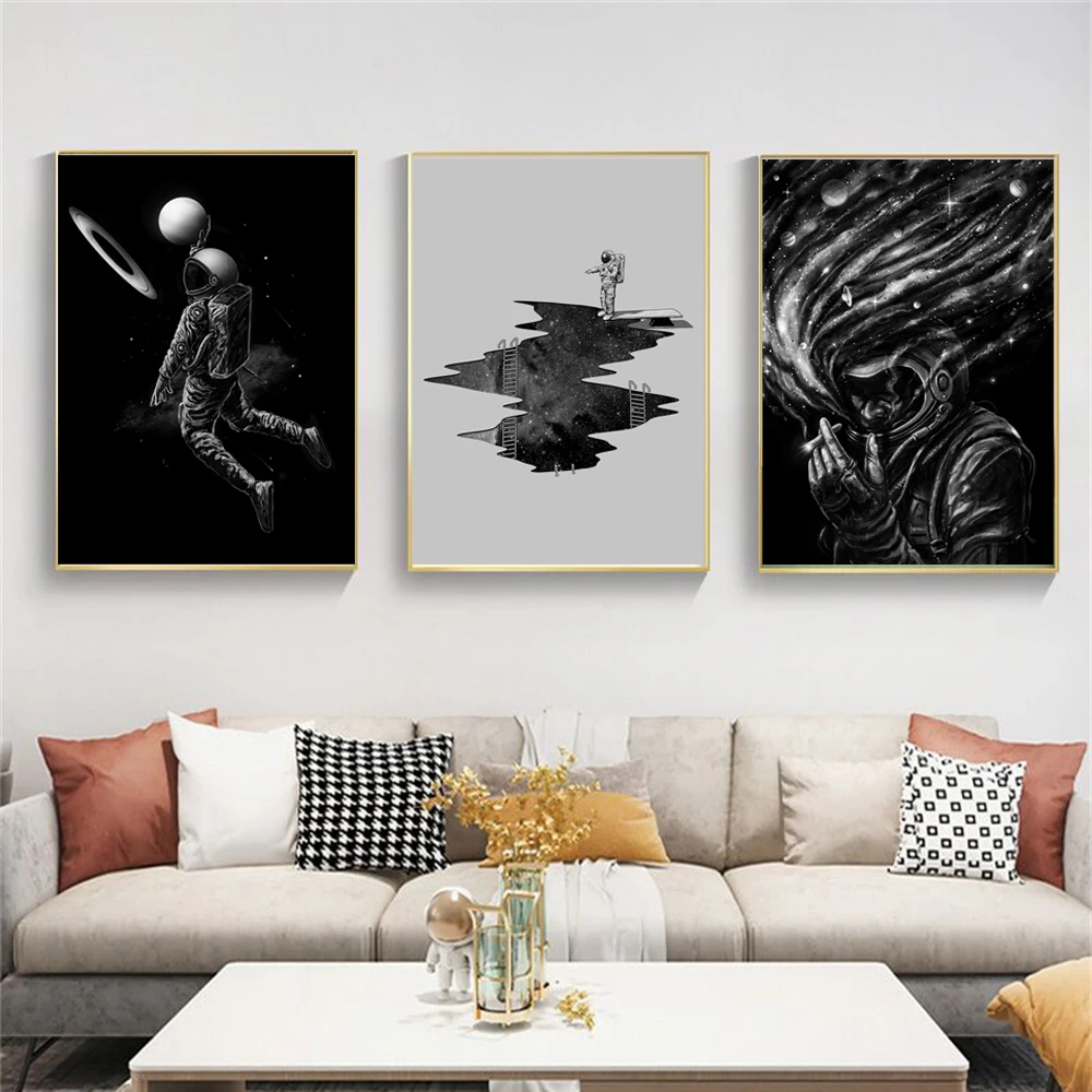 

Space Diving Funny Saturn Dunk Astronaut Posters And Prints Wall Pictures For Home Living Room Decor Wall Art Canvas Painting