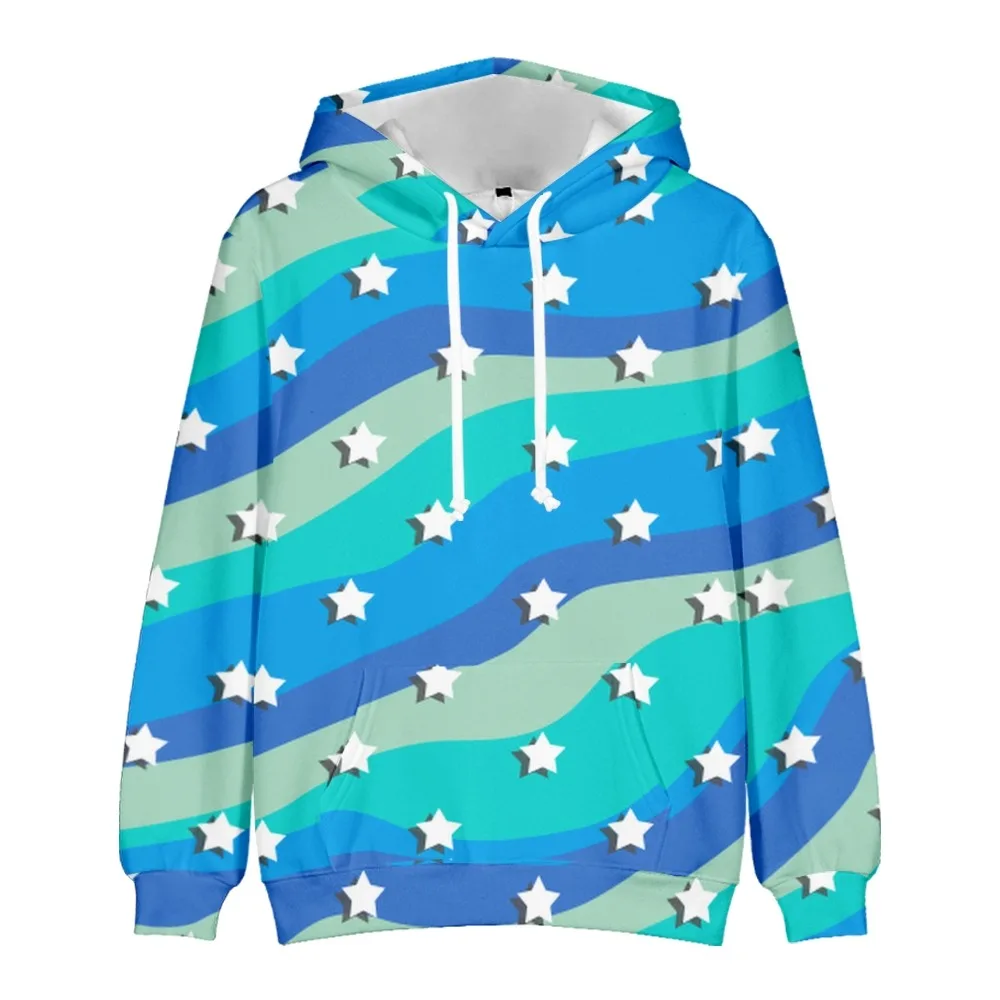 

Blue Rainbow Star Pattern Men's and Women's Spring and Autumn Casual Hoodie