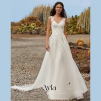 simple lace straps wedding dress with lace embroidery bride dress light wedding gowns beach mermaid vestido de noiva