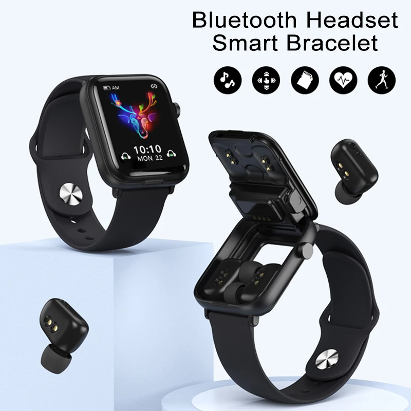 

2 In 1 Smartwatch With Earbuds Calorie Count Waterproof Fitness Sports Watch For Android IOS Wireless BT Headset TWS Earphone