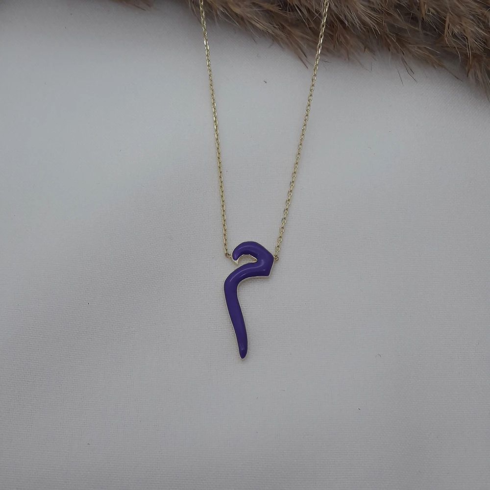 

925 Silver Gift New Ladıes Pendant Arabic Letter Necklace Enamel Present Accessory Trendy for Women Turkish Jewelry