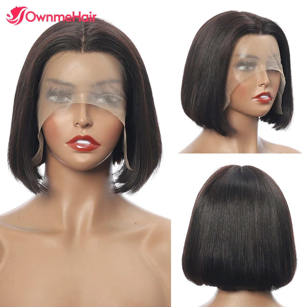 Бразильские прямые короткие парики боб 13x4 из человеческих волос на сетке для