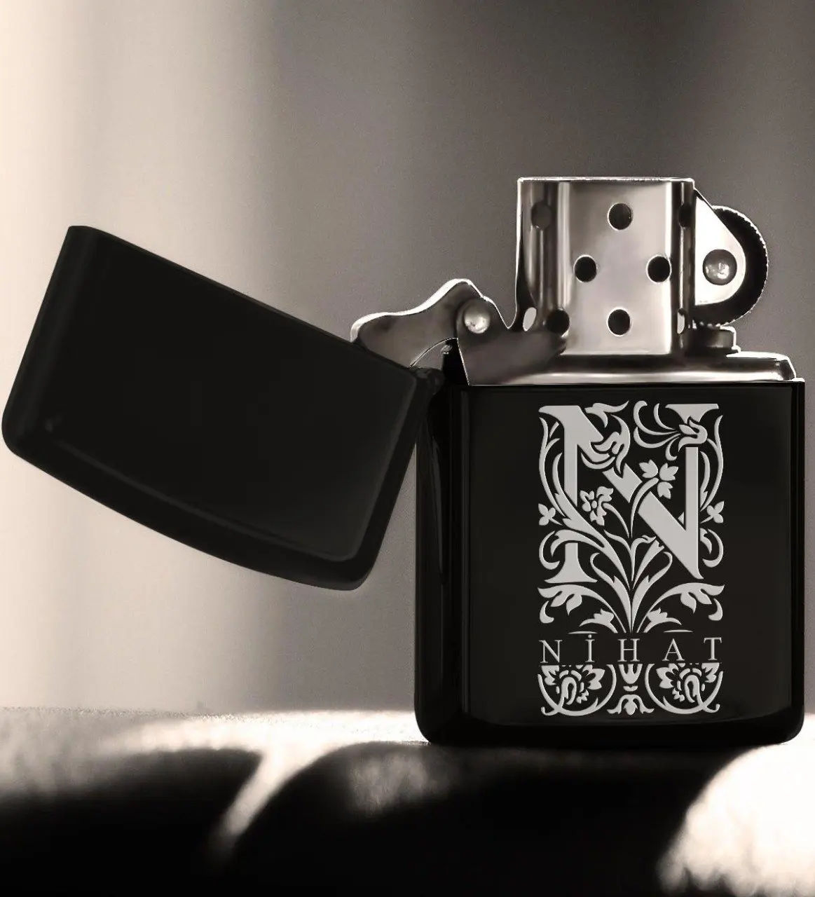 

Personalized N Letter Gasoline Black Metal Cigarette Lighter (Model 2)