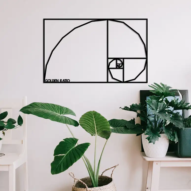 

Metal Wall Art Golden Ratio Decor Black Color Modern Home Office New 3D Creative Stylish Living Room Bedroom 2022 Qualty Nordic