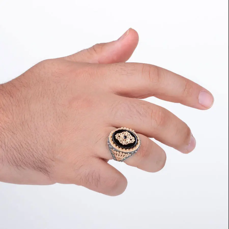 

925 Sterling Silver Ring For Men Ring with King Crown Motif Onyx Stone Vintage Fashion Turkish Premium Quality Handmade Jawelery