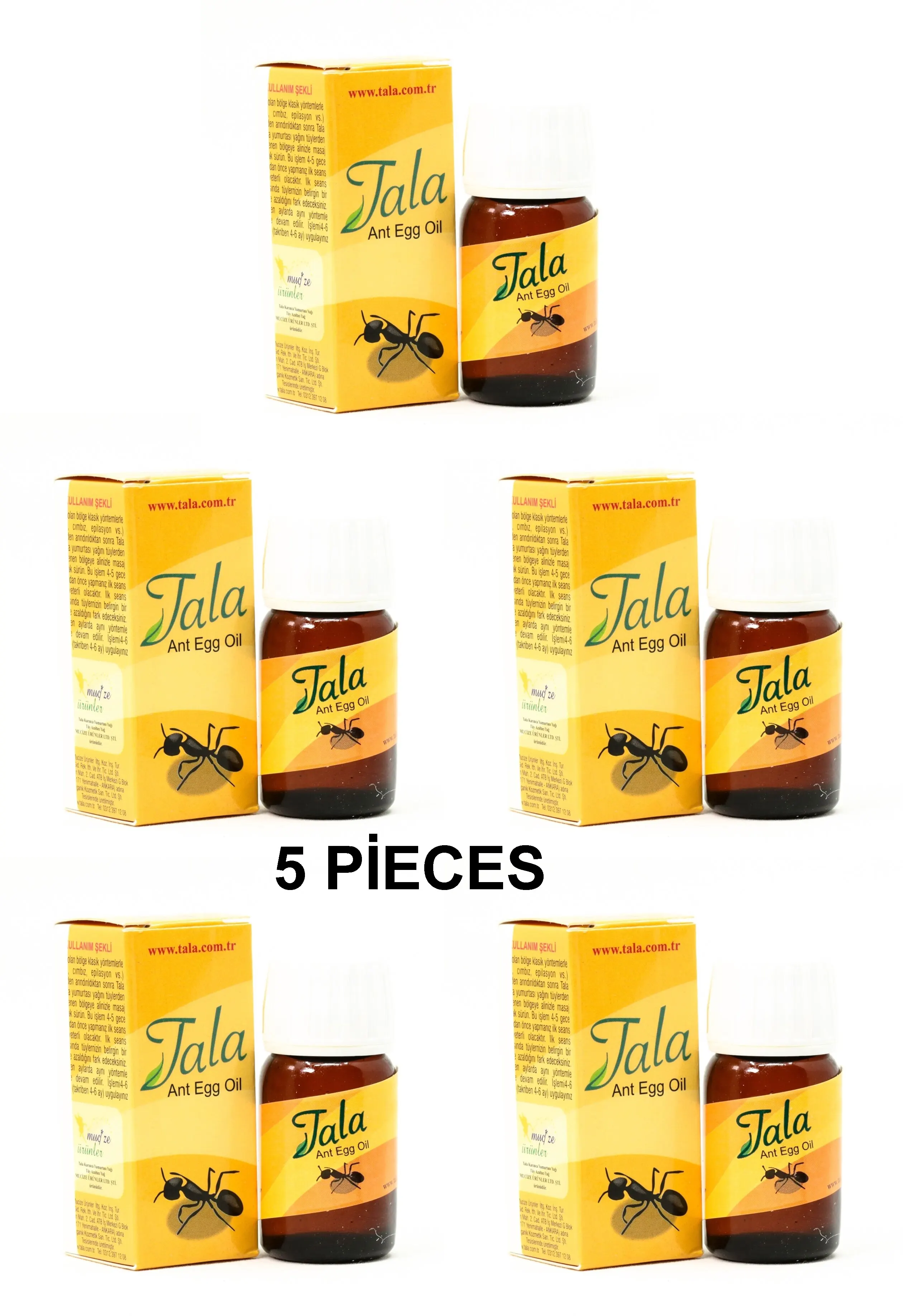 

5 pieces of 100% original Tala ant oil 5 X 20 ml natural organic hair removal, hair reduction. Permanent hair removal