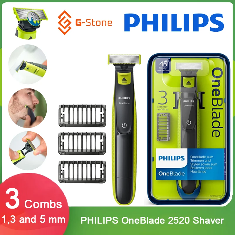 Оригинальная Бритва Philips OneBlade 2520 электробритва с 3 насадками Водонепроницаемый