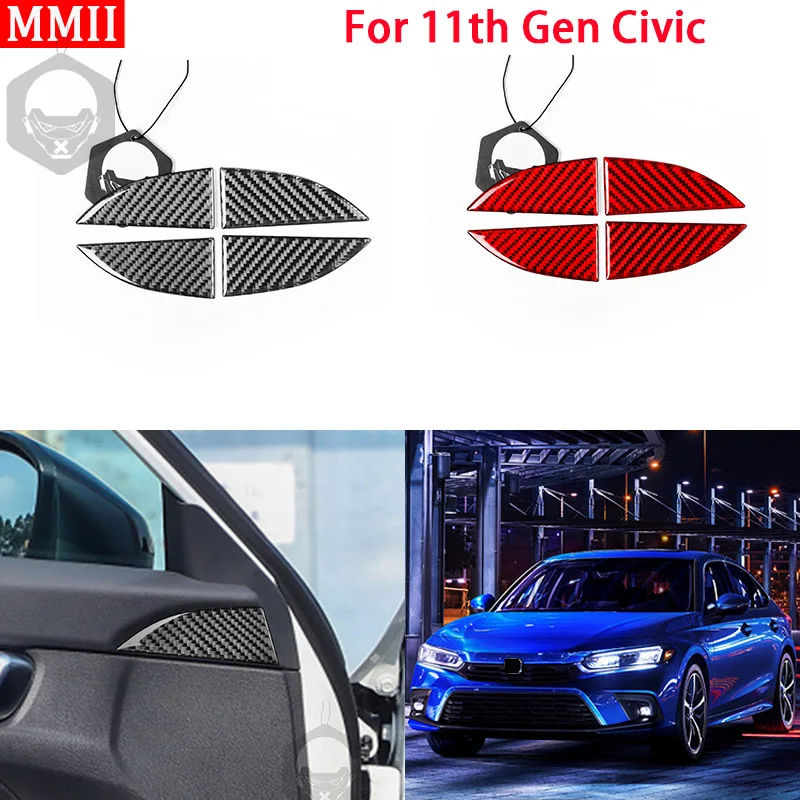 

RRX for 11Th Gen Honda Civic 2022 Interior Carbon Fiber 4pcs Inner Door Notch Decoration Cover Trim Sticker Car Accessories
