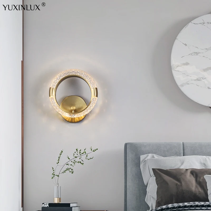 

Nordic Golden Crystal Rings Circle Ceiling Lights Table Wall Lamps For Bedroom Living Room Study Reading Lighting Luxury Fixture