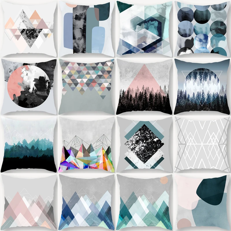 

ZHENHE Creative Geometry Pattern Pillow Cover Double Sided Printing Cushion Cover for Bedroom Sofa Decor 18x18 Inch（45x45cm）