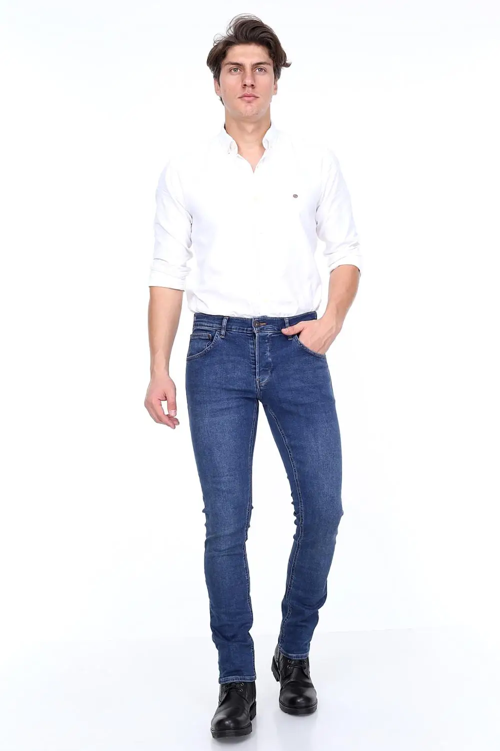 HW 15624-2 Мужские джинсы Slim Fit стрейч мужской подарок для настоящего Европейского