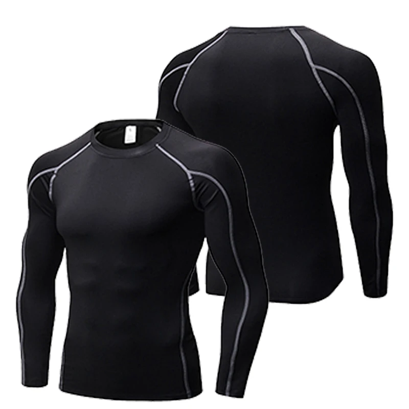 

New Design Spring and Autumn Men's Fitness Sports T-shirt Elastic Wicking Breathable Long Sleeves