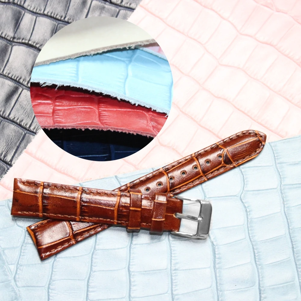 16 мм загар стежка белый все из натуральной кожи унисекс часы ремешок WB1036 16GB