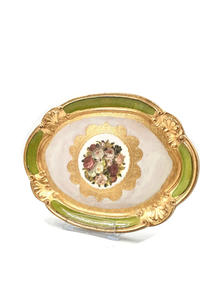 Деревянный поднос с розовым узором ручная работа подходит для помолвки и свадьбы