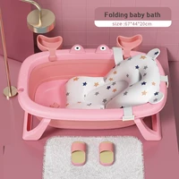 baby bathtub foldable newborn baby bathtub can sit and lie baby bath artifact safety net pocket universal bathroom supplies