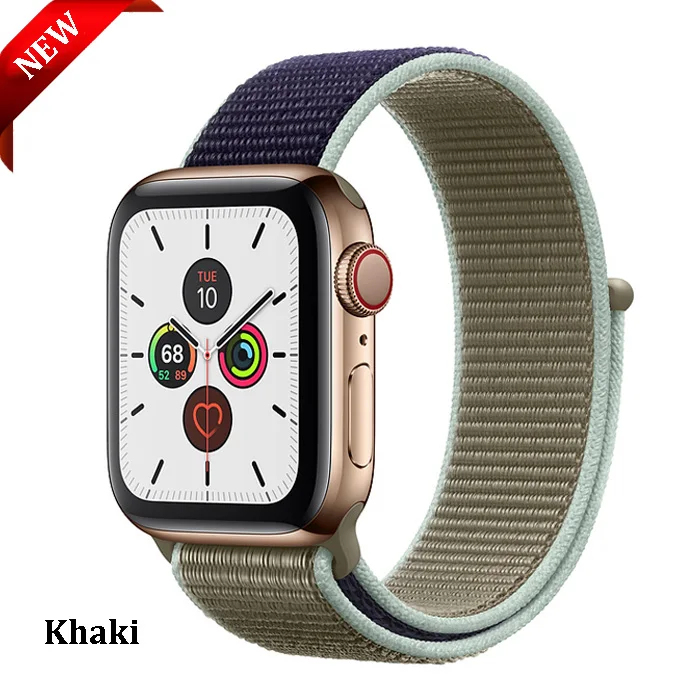 Khaki Ремешок для apple watch band 44 мм correa apple watch 5 4 band 3 2 iwatch band 42 мм 38 мм 40 мм спортивный нейлоновый браслет - Цвет ремешка: Khaki