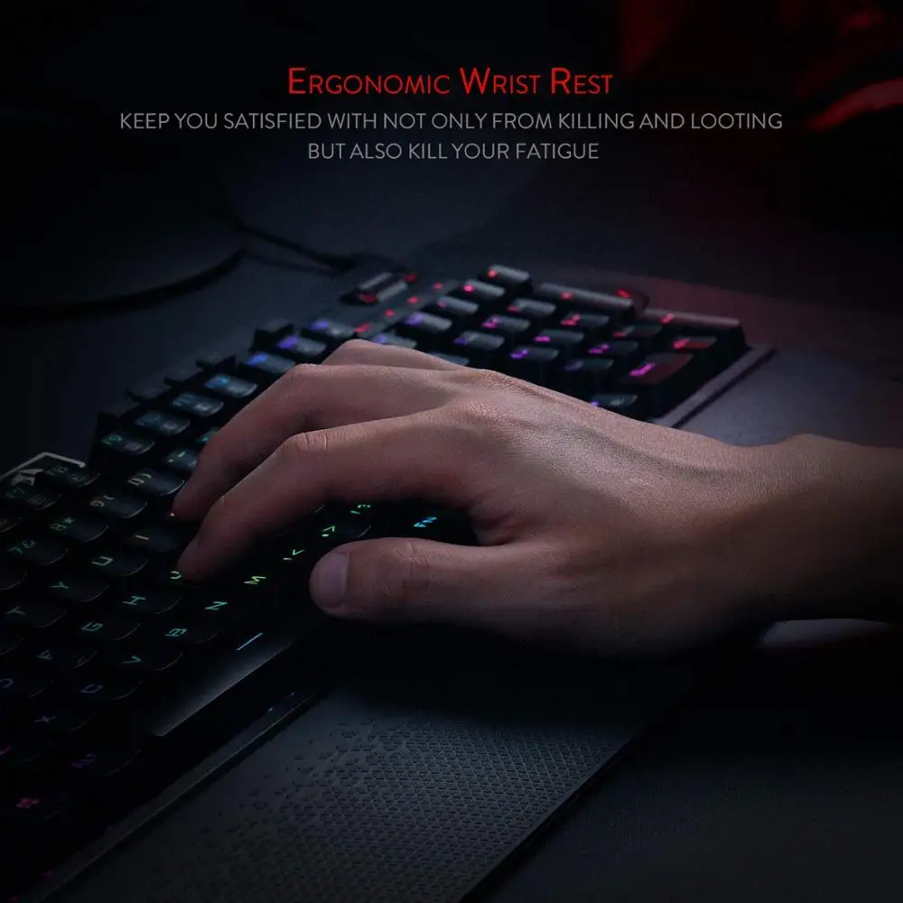 Механическая игровая клавиатура Redragon K586 Brahma RGB с 10 дополнительными встроенными большие клавиши, выделенный медиа-контроль, синие переключатели
