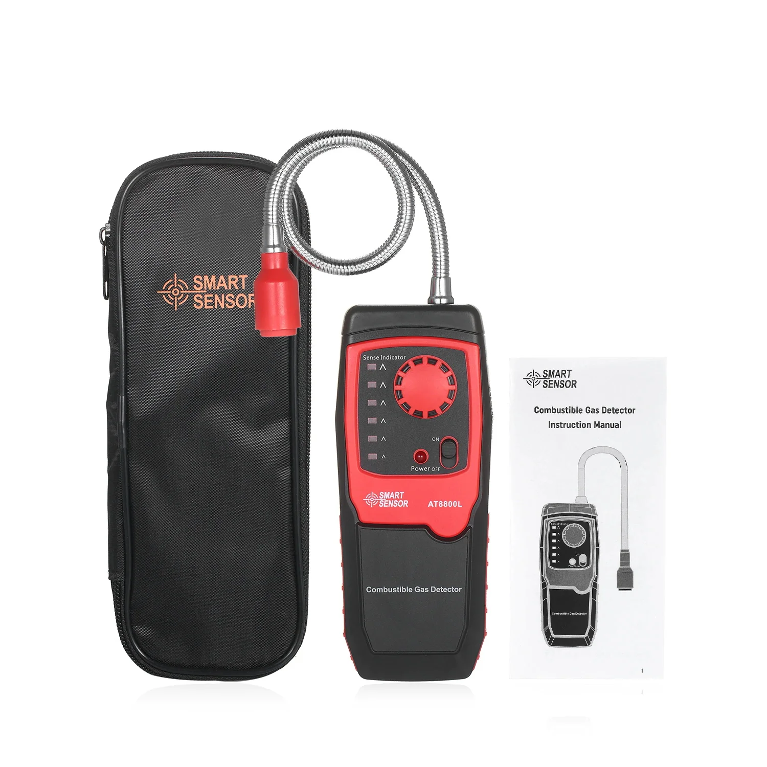 

Portable Propane Methane and Natural Gas Leak Detector Combustible Gas Tester Sniffer w/ Sound Light Alarm Sensitive Adjustable