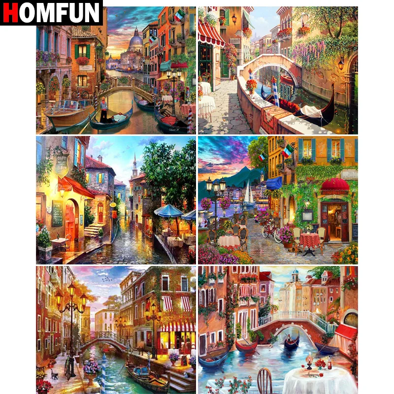 

Алмазная 5d картина HOMFUN, полноразмерная/круглая картина «пейзаж, уличный город», алмазная вышивка «сделай сам», домашний декор