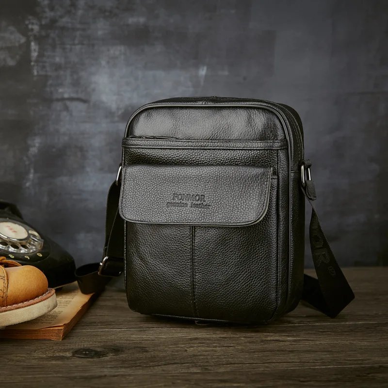 

Genuine Leather Shoulder Messenger Bag Documents Cross Body Handbags Male Luxury Totes 2021 Fashion Flap Pocket Large Capacity