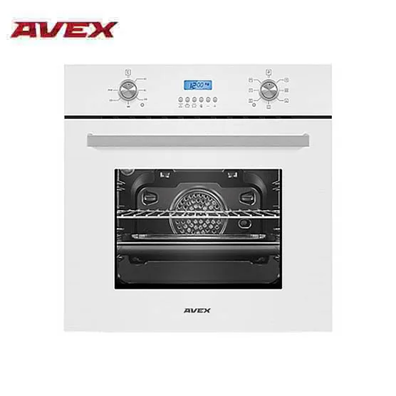 Электрический духовой шкаф с конвекцией AVEX HM 6170 B дисплей, стеклянный фасад, 7 функций, 56л, утапливаемые ручки, гриль - Цвет: Белое стекло