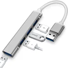 USB 3.0 3,0-4 USB-концентратор, мультипортовый адаптер OTG, портативный 4-в-1 для USB-удлинителя, поддержка Xiaomi, ноутбука, ПК, Macbook, аксессуары