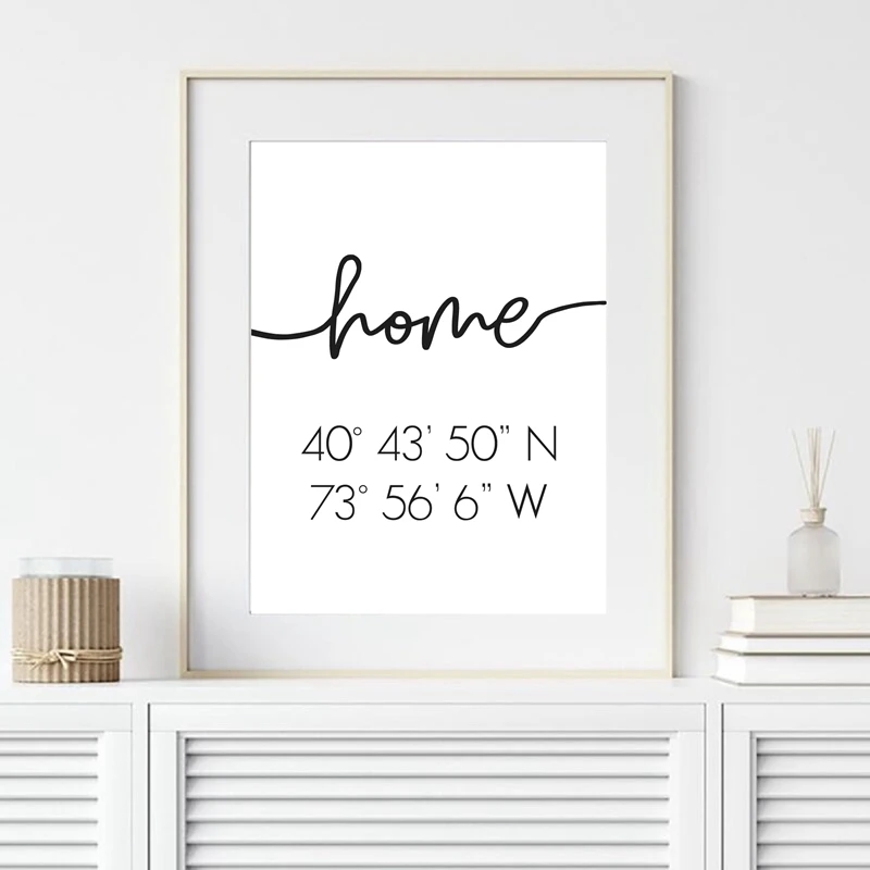 Домашний плакат с координатами персонализированный Картина на холсте Настенная