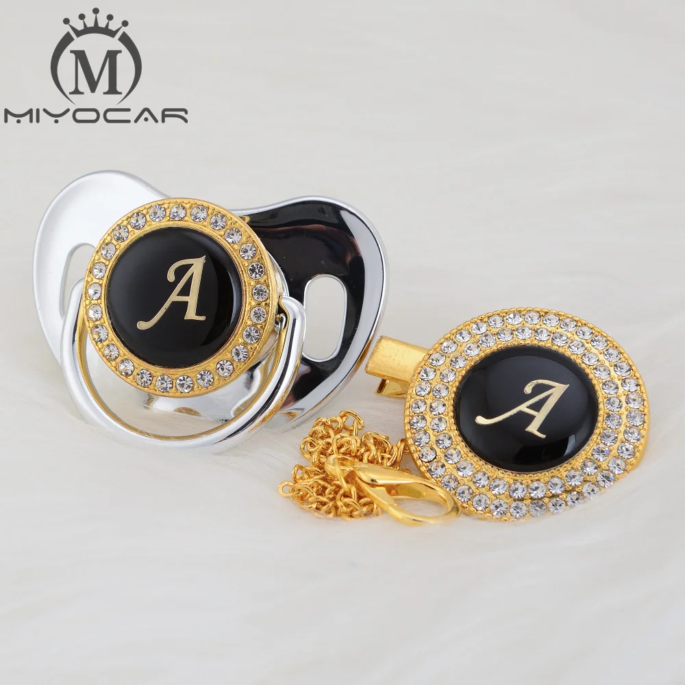 MIYOCAR золото серебро имя инициалы письмо красивый bling соска и соска клип BPA бесплатно пустышка bling уникальный дизайн LA