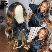 honey blonde lace front wigs body wave human hair wig 13x1 brazilian pre plucked with baby hair brown and blonde highlight wig