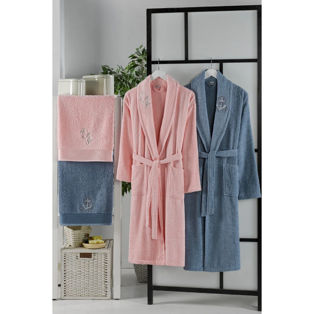 

Bathrobe Set Men Women Bath Shower Dry Towel 100% Cotton Thick Warm Sleep Autumn Winter Nightgown Comfy Soft