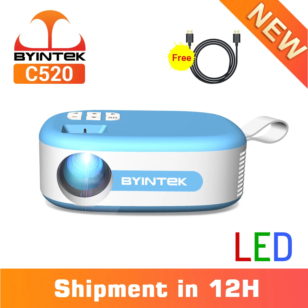 $78.74 BYINTEK C520 Pocket Pico Portable LCD Video Movie Multimedia Home Theater Mini LED HD 1080P Projector with Handle for 4K Cinema