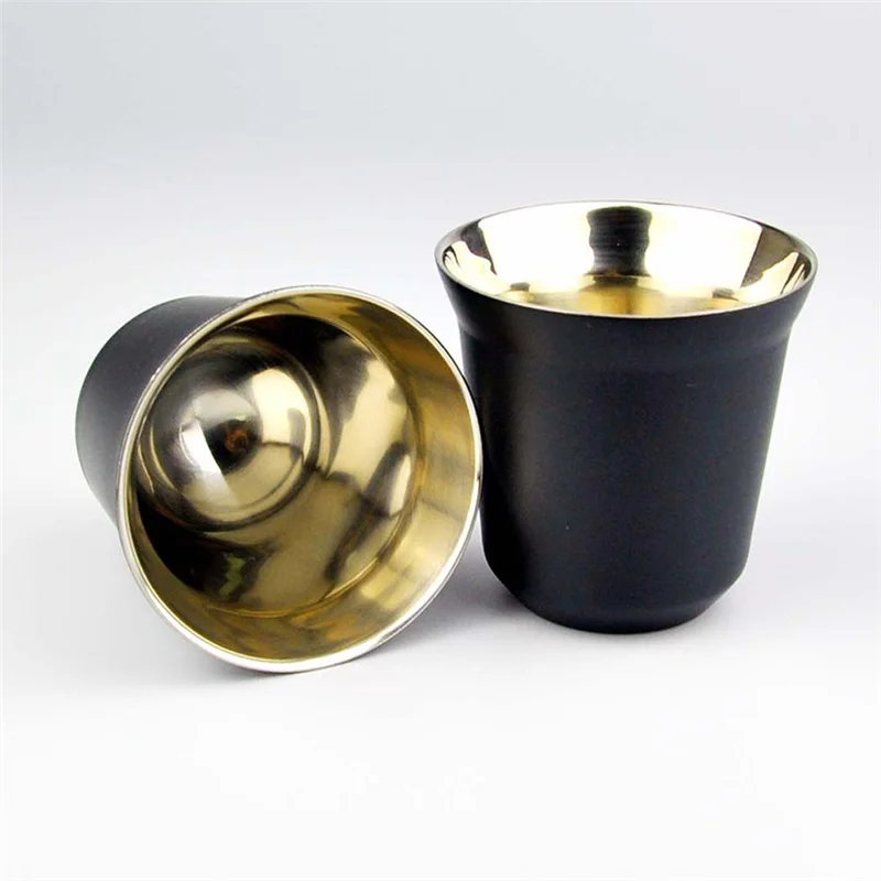 

Double Wall Coffee Mug Stainless Steel Coffee Jug Milk Tea Cups 85ml Portable Beer Espresso Coffee Mugs Home Keep Warm Cups