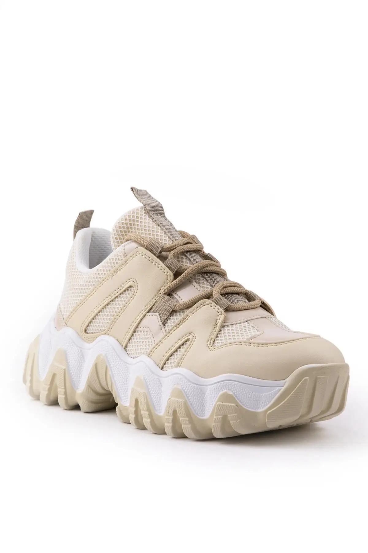 

2021 Women's Sneaker Sports Shoes Walking Shoes High-Soled Beige & Black & White Elegant Comfortable Sexy Hot Made In Turkey