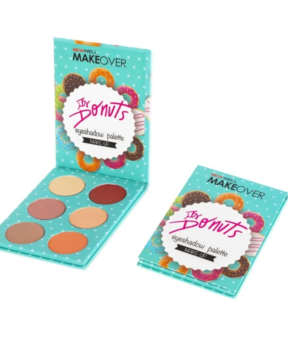 

NewWell MakeOver Donuts Eyeshadow Palette Professional Makeup Pigmented Matte Orange Glitter Pink Bronze Clared Red Cream Brown