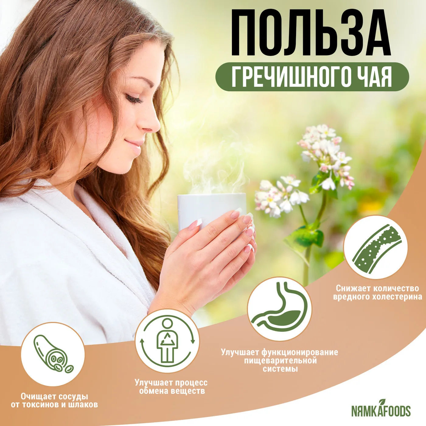 Гречишный чай Натуральный Ку Цяо Соба ча для похудения из гречихи татарской | Дом