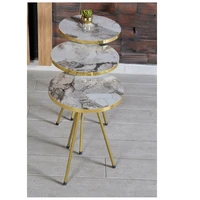 modern nesting table 3 pieces scandinavian style round living room tea coffee service table de monte side table gold metal leg
