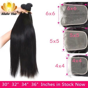 Прямые перуанские пучки с застежкой, натуральные пряди ди из человеческих волос натурального цвета с застежкой 4x 45x 56x6, не Реми, 8-36 дюймов