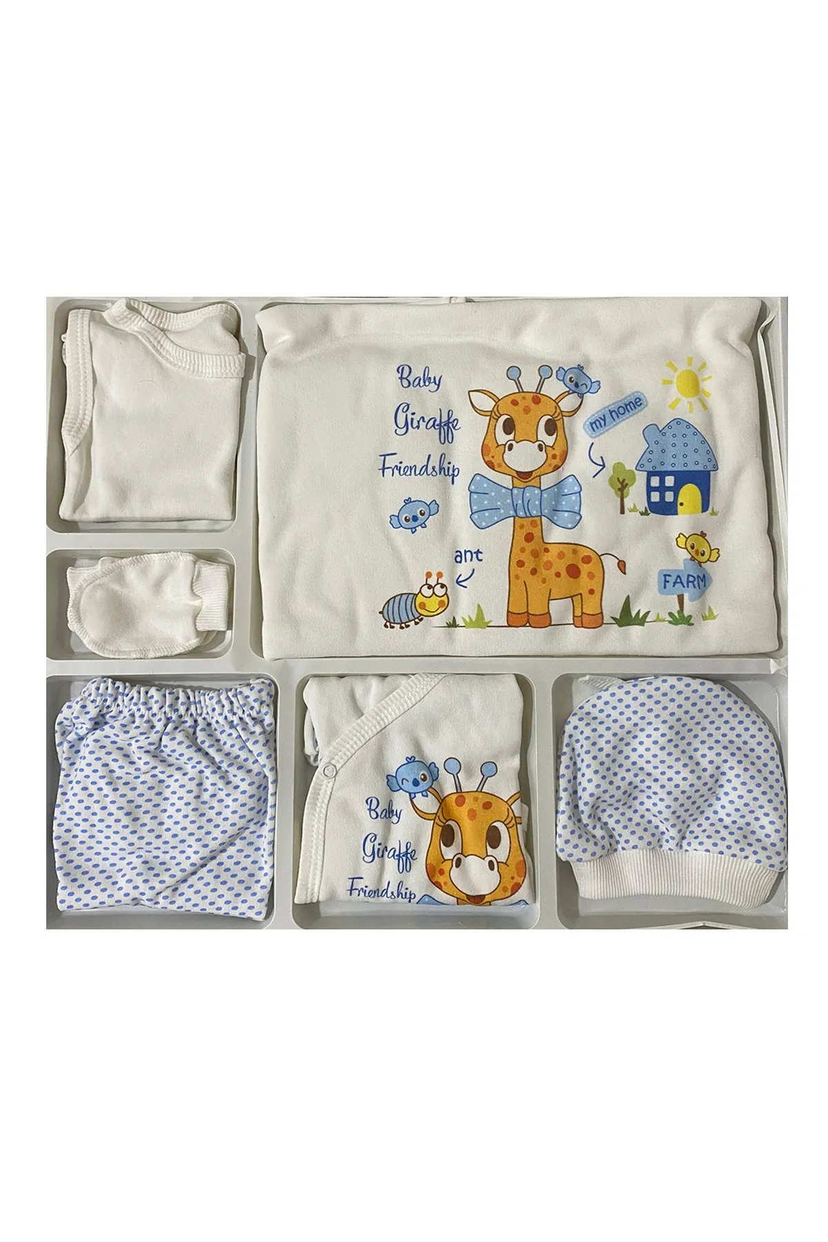 

Jaju Baby Cute Giraffe Printed Blue 10-Piece Hospital Exit Set