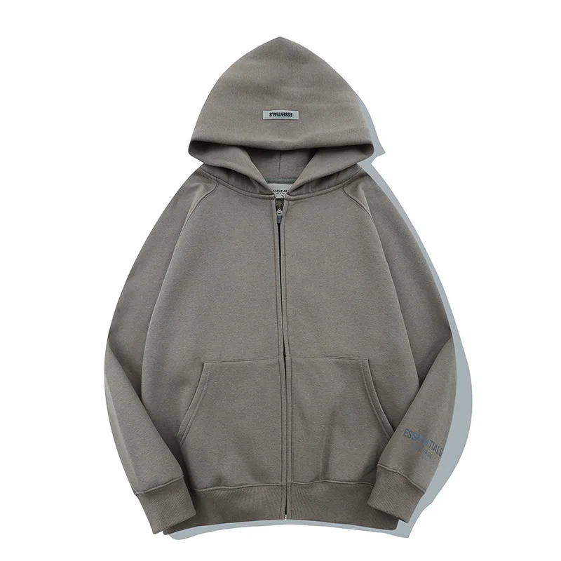 

2022 Spring Simple Trendy Hot Selling Daily Casual Loose Thickened Solid Letter Offset Printing Women And Mens Zip Up Hoodies