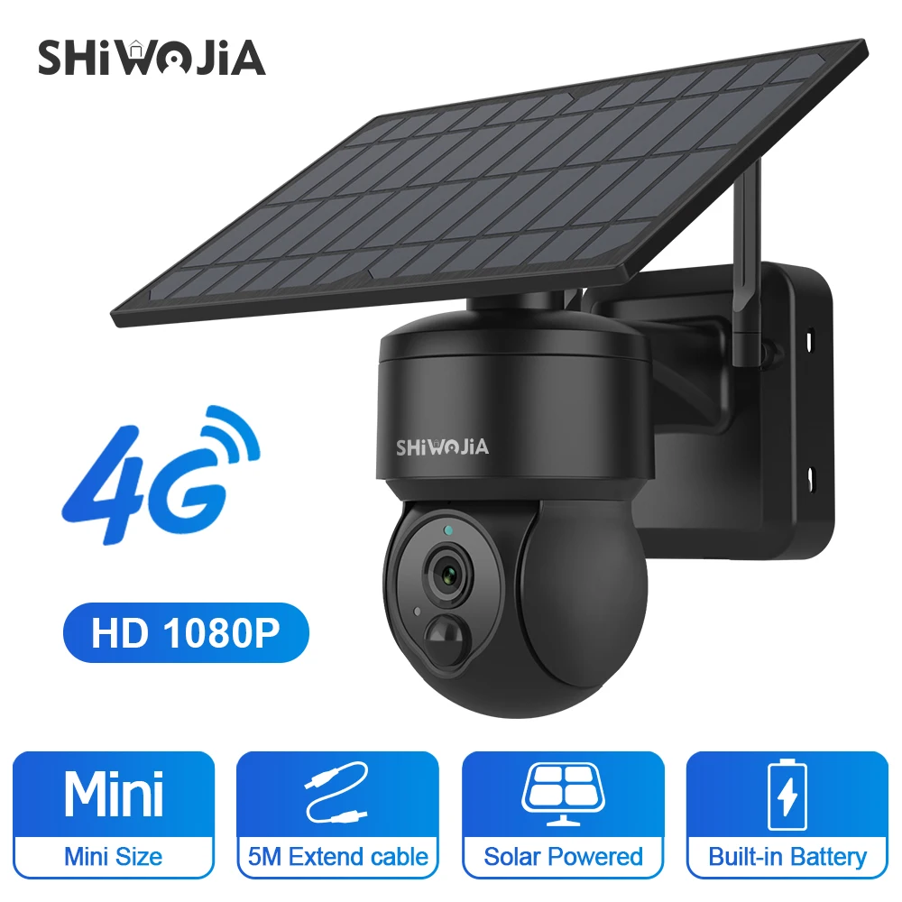 

Камера видеонаблюдения shiвоенia с солнечной панелью, 4G, 1080P, PTZ, водонепроницаемая