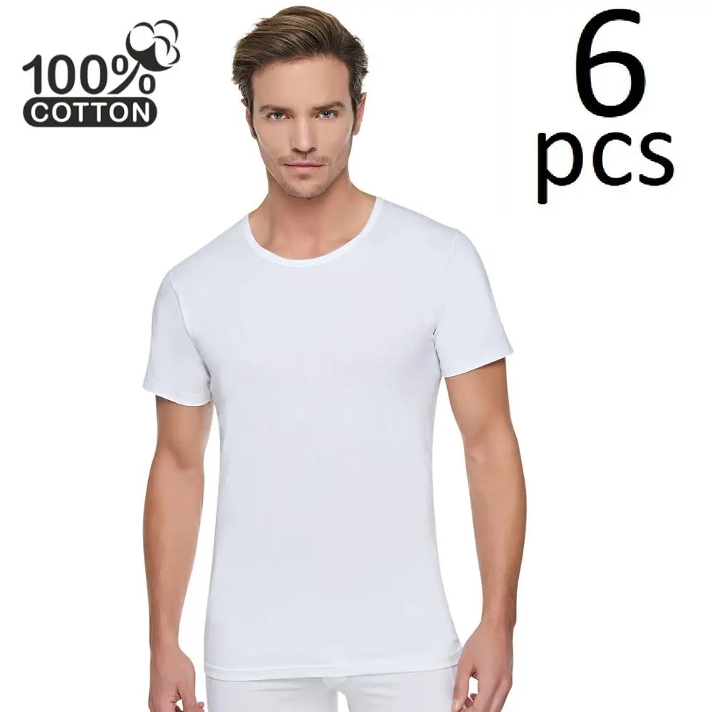 Men Half Sleeve Undershirt For 6 PCs Cotton Fabric Men's T-Shirt Casual Tooling Summer And Winter Season for Big Sizes Up To