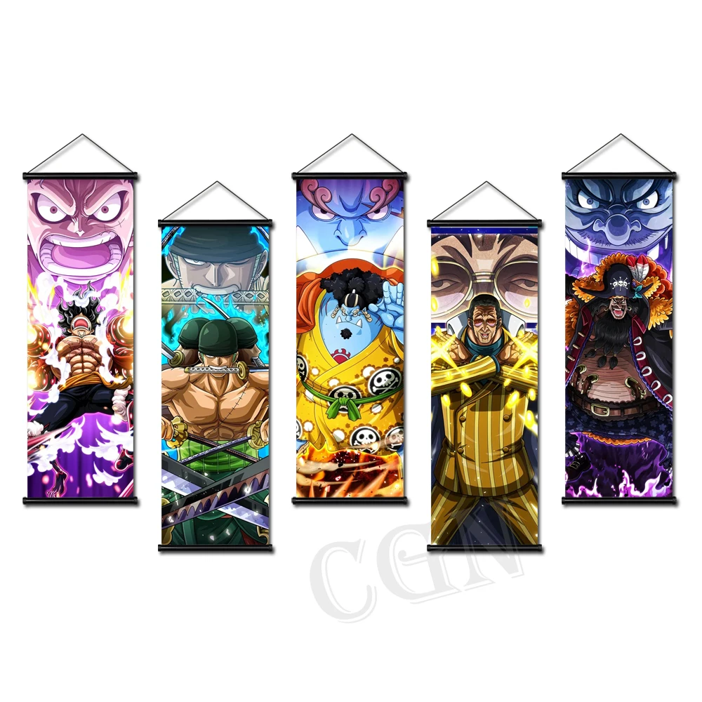 One Piece настенное искусство японское аниме Картина на холсте Висячие свитки Луффи