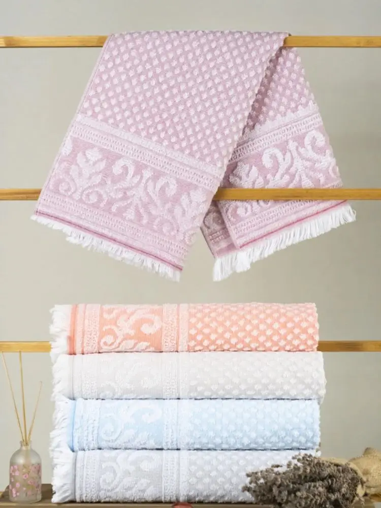 

6 Pcs 50x90cm %100 Cotton Face Towel, Plain Dyed, Embroidered, Solid Woven Unisex Super Absorbent Soft Home Textile